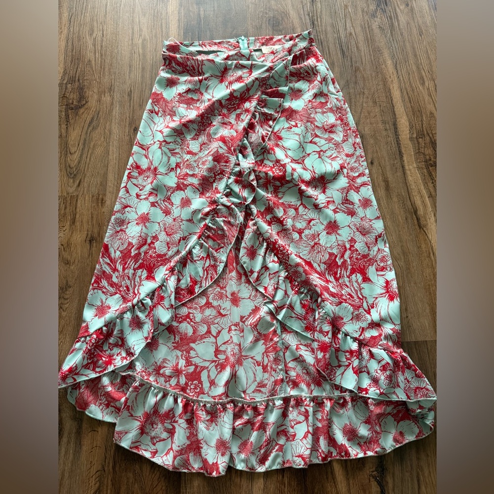 Vintage Havana Pink Red Maxi Wrap Skirt